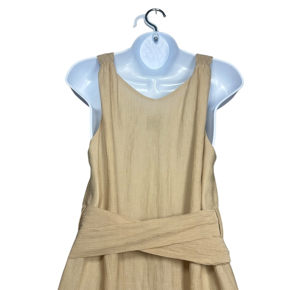 Nanushka Lily Sand Pleat Voile Belted Sleeveless Maxi Dress Beige Medium NWT - Picture 7 of 15